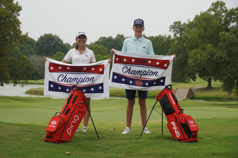 Lisa Herman and Austin Anderson with champ towel and bag - 2026 - AJGA Junior at Indian Springs.JPG