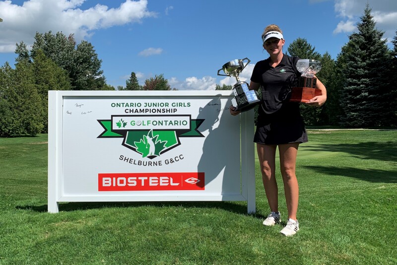 Katie Cranston Champion of Ontario Junior Girls Championship with Trophy - 2020