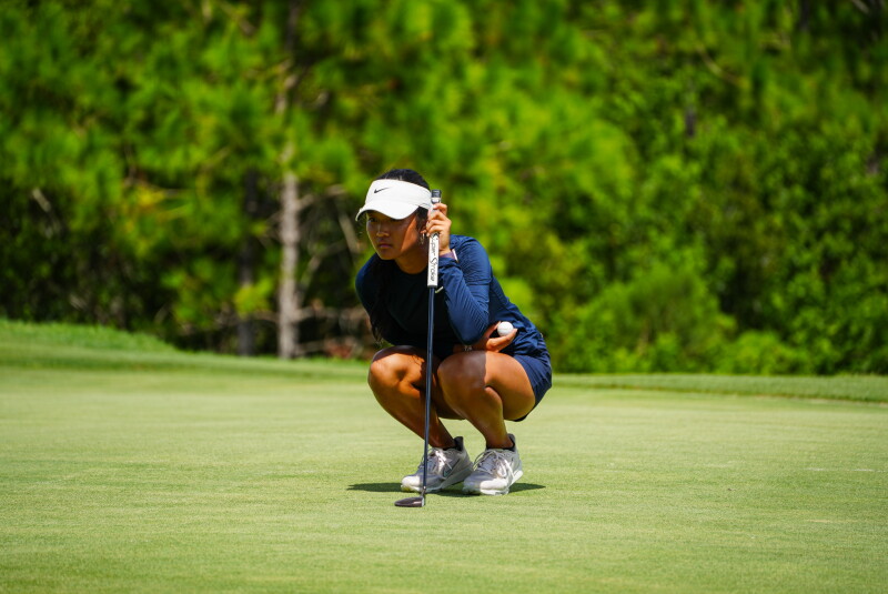 Clairey Lin squatting on No.18 - 2026- Ninja Invitational hosted by Janet Lin