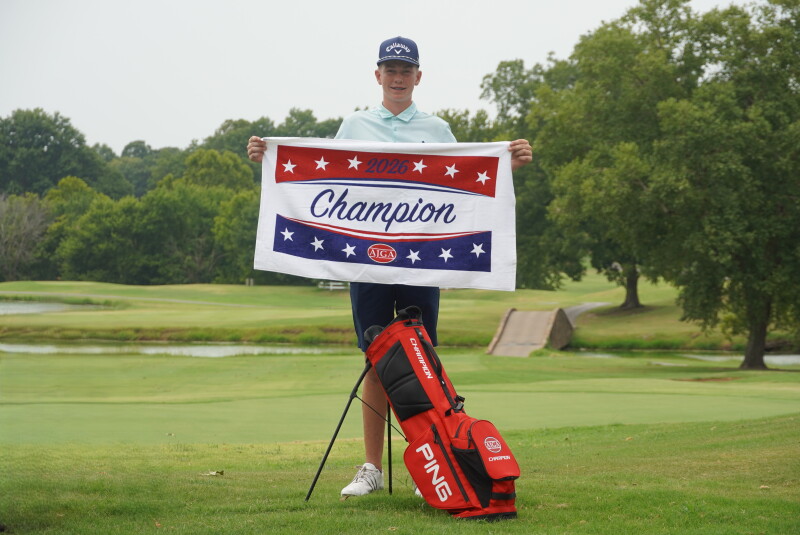 Austin Anderson with champ towel and bag - 2026 - AJGA Indian Springs Junior.JPG