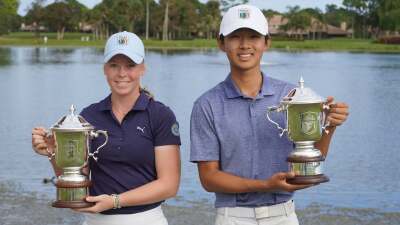 Meja Ortengren and Eric Lee individual trophies - Rolex Tournament of Champions - 2021