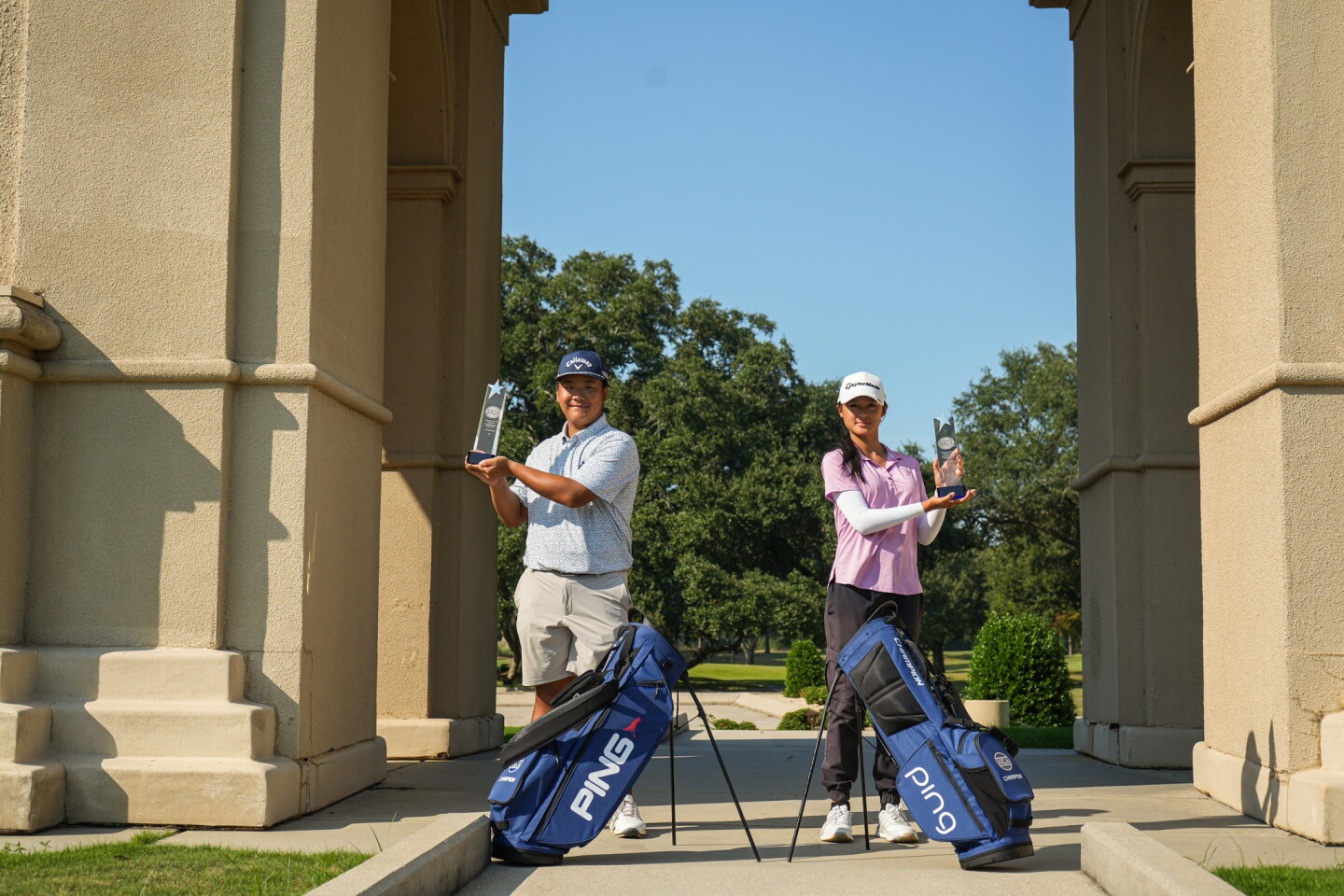 Keira Shavitranuruk and Yilang Chen with trophys - 2026 - AJGA Junior All-Star Invitational 