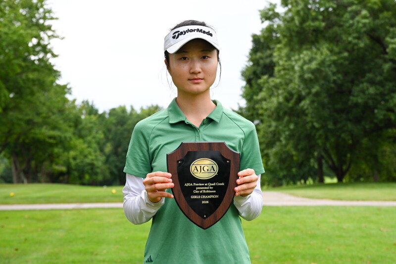 Sarah Lee Holding Her Champion Plaque  - 2026 - AJGA Preview at Quail Creek presented by City of Robinson
