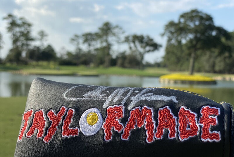 Morikawa signed headcover Junior PLAYERS fried egg