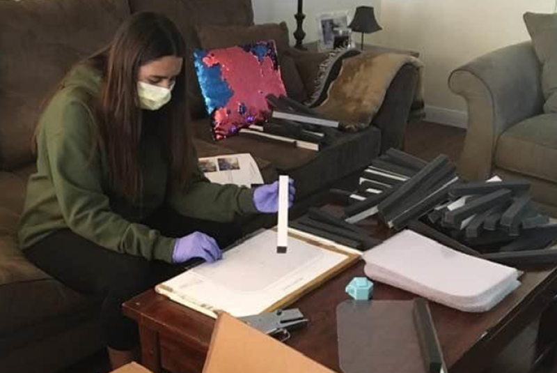 Annie Buffolino building face shields